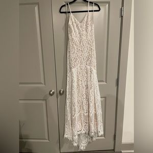 Lulu’s Flynn White Lace Maxi Dress